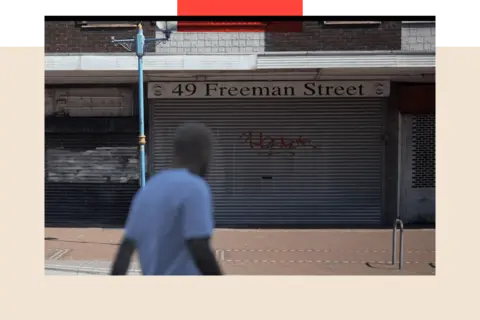 Shuttered shops in Grimsby