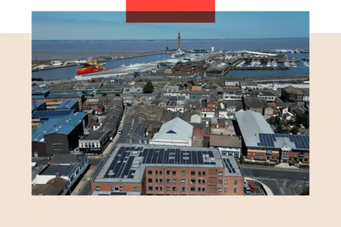 Aerial shot of Grimsby