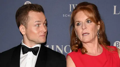 Getty Images Taron Egerton with Sarah Ferguson