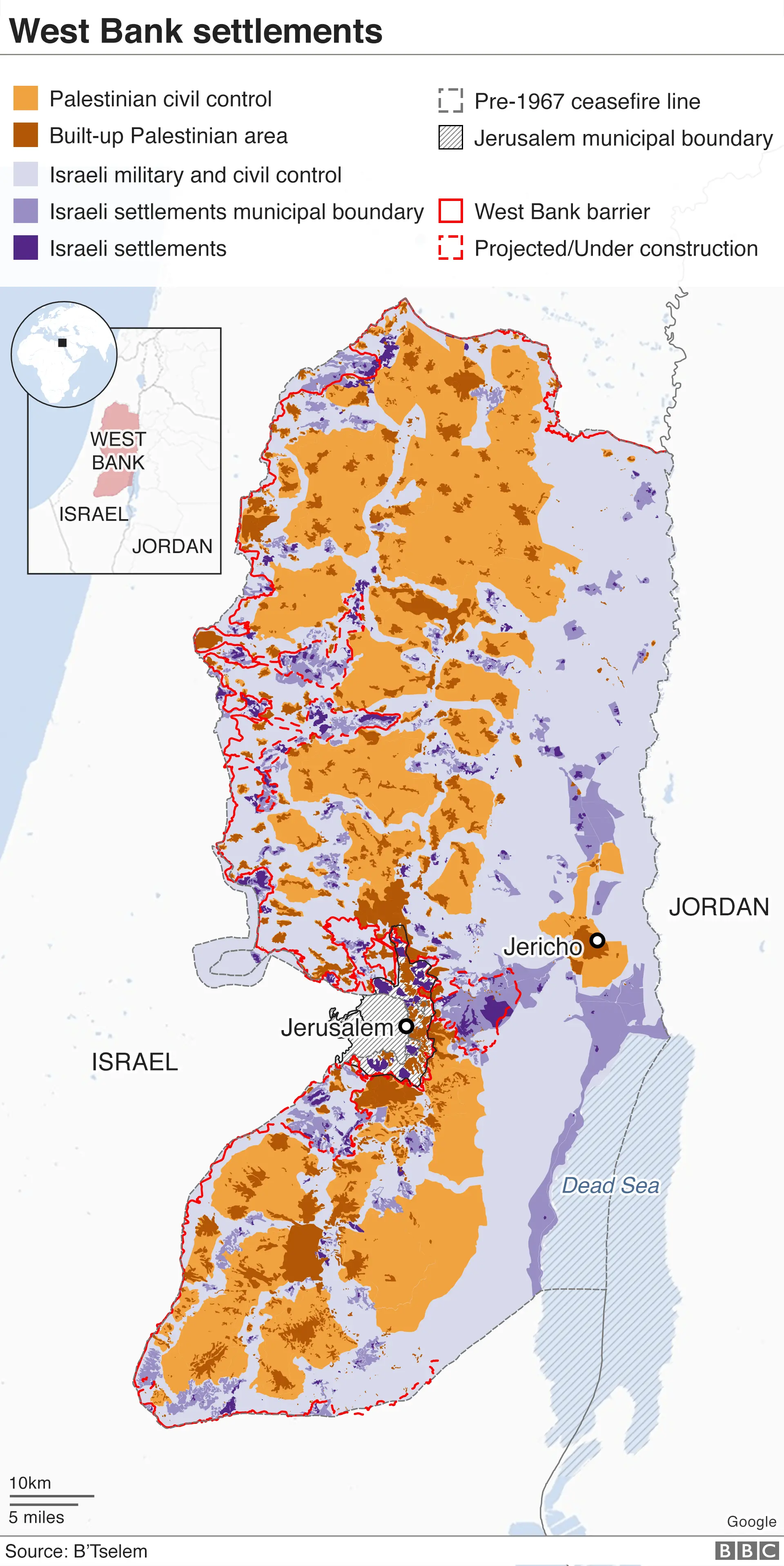 BBC Map of the West Bank settlements