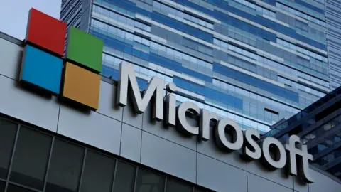 Reuters The Microsoft sign is shown on top of the Microsoft Theatre in Los Angeles, California
