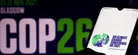 Getty Images COP 26 displayed on a mobile phone