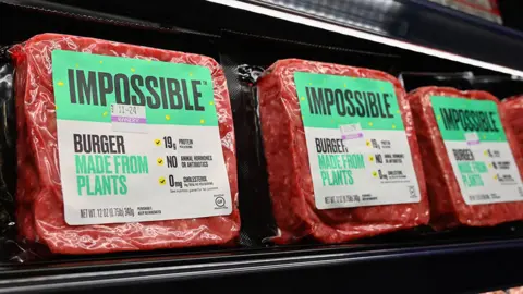 Getty Images plant-based burger on a shelf