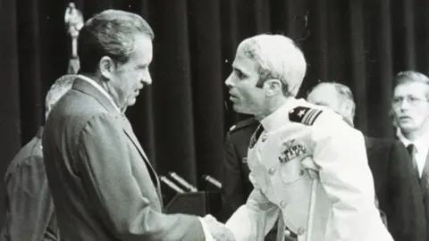 Getty Images President Nixon welcoming John McCain back after his release from Hanoi