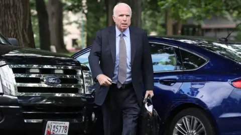 Getty Images Sen. John McCain arrives on Capitol Hill, June 27, 2017