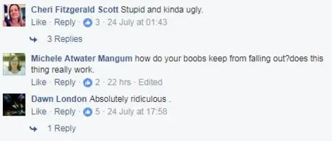 Facebook A Facebook discussion where one user calls the ta-ta towel "stupid and kinda ugly".