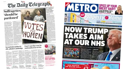 Daily Telegraph, Metro Daily Telegraph and Metro front pages for 06/02/18