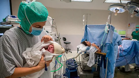 Getty Images One report found that planned C-sections were banned in 15% of UK hospitals (Credit: Getty Images)