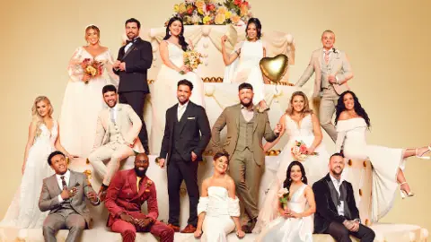 Channel 4 Image shows the image used for the programme - with 16 people pictured on a three tier wedding cake 
