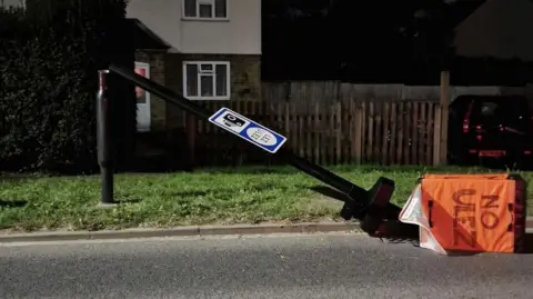 PA Media A vandalised camera