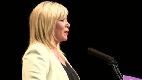 BBC Mrs O'Neill was making her first speech to an ard fheis (conference) since becoming party vice-president.