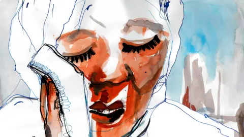 BBC Noura crying (illustration)