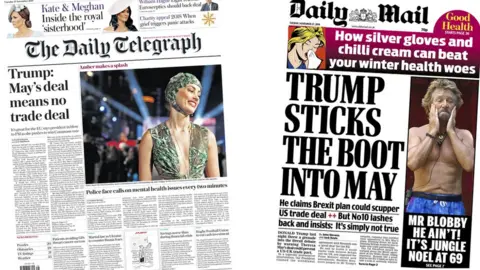 Daily Telegraph, Daily Mail Daily Telegraph and Daily Mail front pages - 27/11/18