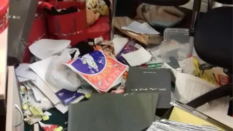 Oldham Foodbank Three Crowns Centre food bank's trashed office