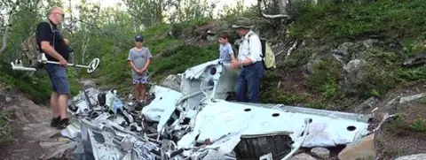Plane wreckage on mountain