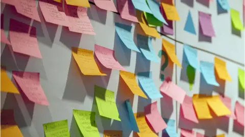 Getty Images A stock image showing a wall of coloured sticky notes