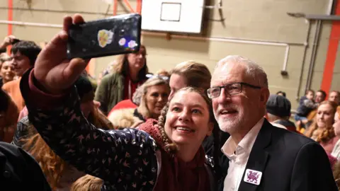 Getty Images Jeremy Corbyn at a rally in Colwyn Bay last weekend