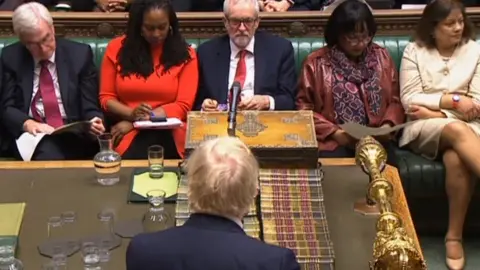 AFP View of the House of Commons from behind Boris Johnson's head to Labour's front bench