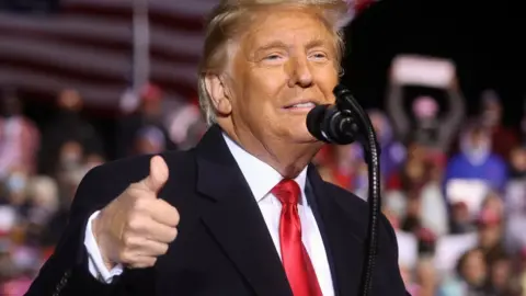 Reuters The president speaking at a rally