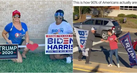 Instagram Moments of unity between Biden and Trump supporters.
