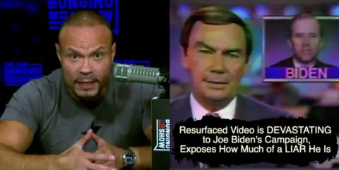 facebook Dan Bongino hosting his show (left); One of Bongino's most shared Facebook videos (right)