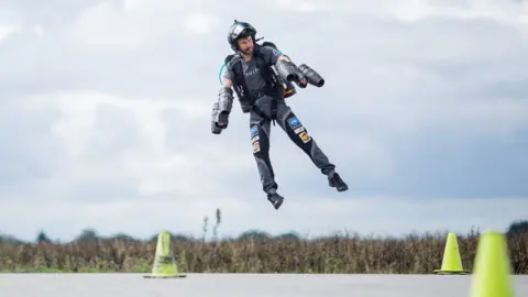 Reddot Media A man wearing a Gravity Industries jetpack