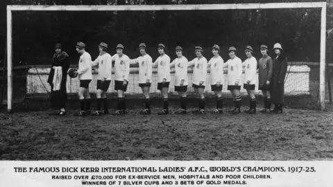 Lizzy Ashcroft Collection Dick Kerr Ladies, World Champions 1917-25. Lily Parr holding the ball