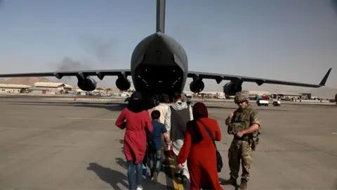 PA Media British military plane at Kabul airport on 24 August 2021