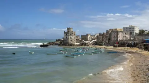 Getty Images Buildings along the beachfront in Mogadishu, Somalia - 1991