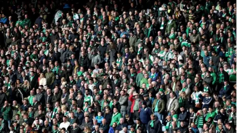 PA Media Hibs fans at Hampden