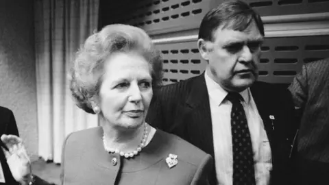 Getty Images Sir Bernard Ingham with Lady Thatcher