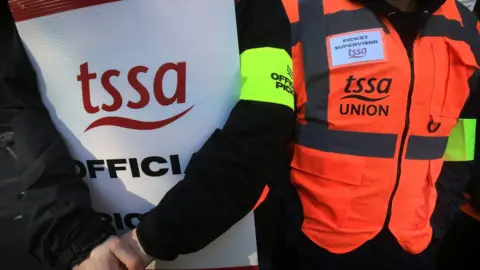 Getty Images TSSA members on strike