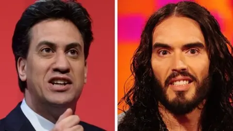 PA Ed Miliband and Russell Brand