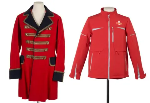 The Postal Museum Mail Coach Guards uniform and current Royal Mail uniform