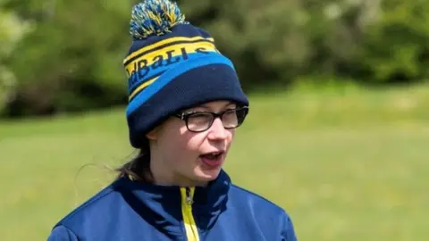 BBC Jess Hawkins on the football pitch