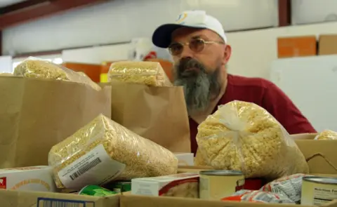 BBC Bags at the food pantry, Jamestown