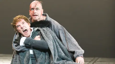 Alamy Benedict Cumberbatch as Victor Frankenstein and Johnny Lee Miller as the creature