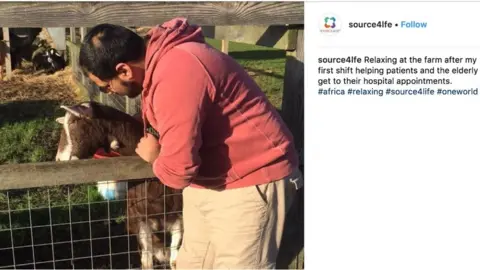 Mujahid Arshid Instagram post of Arshid at a farm