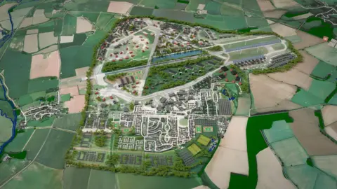 Dorchester Living A graphic impression of the aerial view of the completed development.