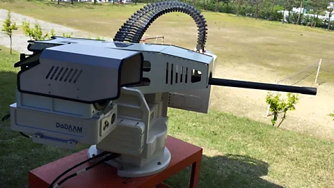 Simon Parkin The Super aEgis II has a range of some four kilometres – and a machine gun powerful enough to stop a truck (Credit: Simon Parkin)