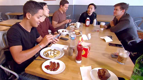 Peter Bowes Members of the WeFast group meet every Wednesday to break their fast (Credit: Peter Bowes)