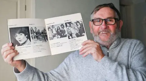Simon Dack Billy Stainthorpe with Eurovision 1974 brochure
