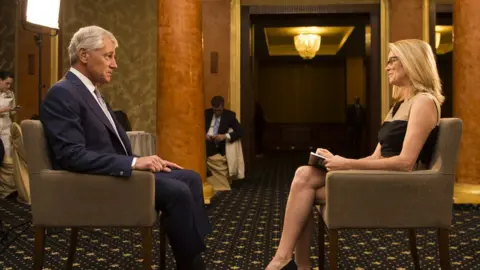 US Defence department Katty interviewing Chuck Hagel