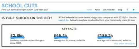 https://schoolcuts.org.uk/ A screenshot of the 'school cuts' website