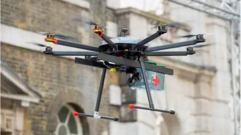 Ericsson  A drone delivering first aid supplies