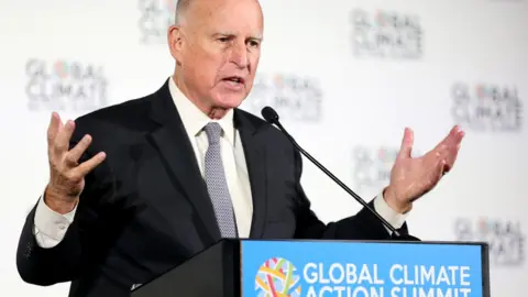 Getty Images California's Governor Jerry Brown speaks at a news conference held at the Global Climate Action Summit in San Francisco, Calif., on Thursday, Sept. 13, 2018