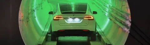Getty Images Tesla car in LA test tunnel. 18 Dec 2018