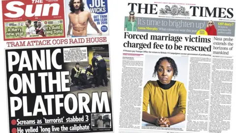 Sun, Times Sun and Times front pages for 02/01/19