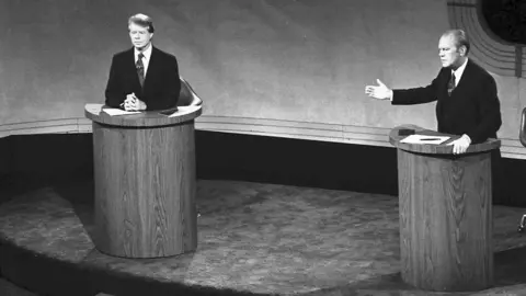 Getty Images Jimmy Carter and Gerald Ford at a 1976 debate