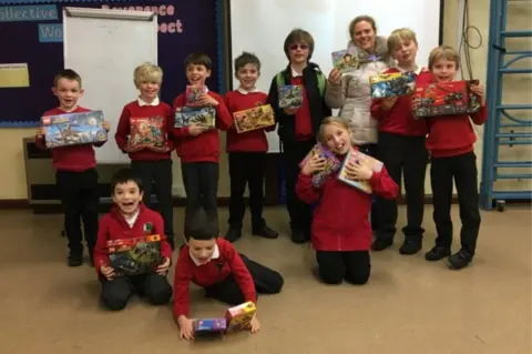 Ria Cox All Saints Primary School children with Lego